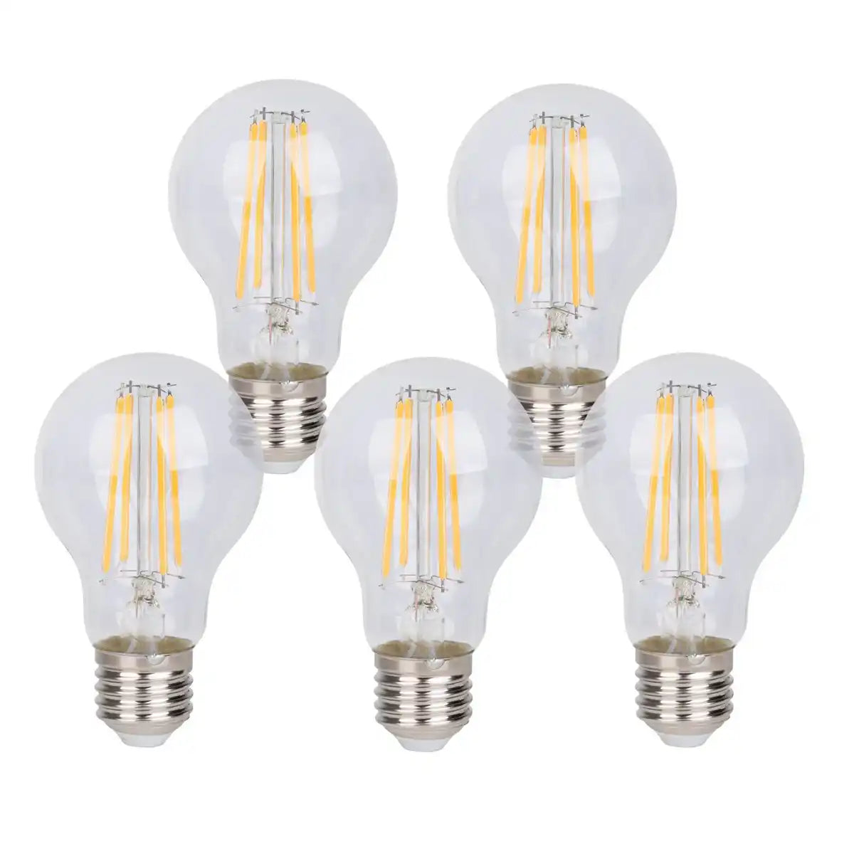 6er-Set LED Filament-Leuchtmittel mit E14-Fassung 8 Watt, aus Metall und Glas, klar