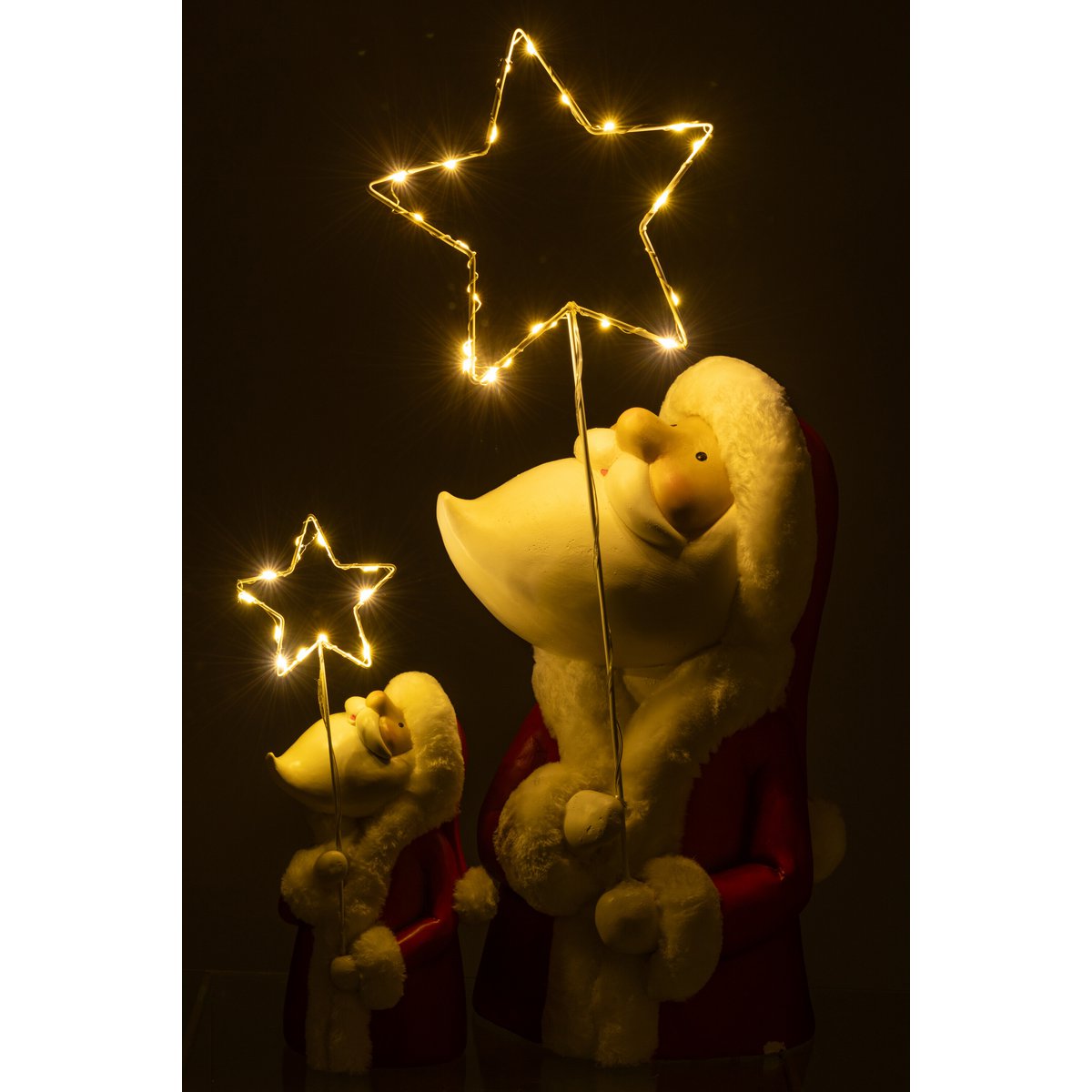 J-Line Weihnachtsmann-LED-Stern, Kunstharz, Weiß/Rot, groß