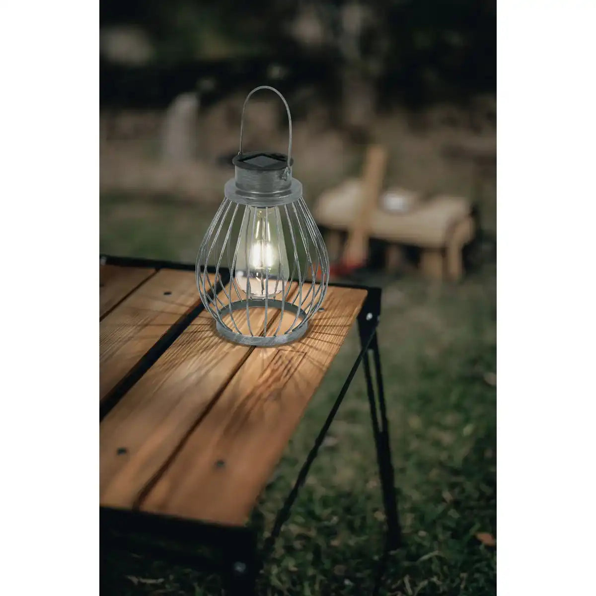 LED Deko-Solarleuchte 21,5 cm hoch, für Außen, aus Metall, Glas und Kunststoff, Silber, mit fest verbauter