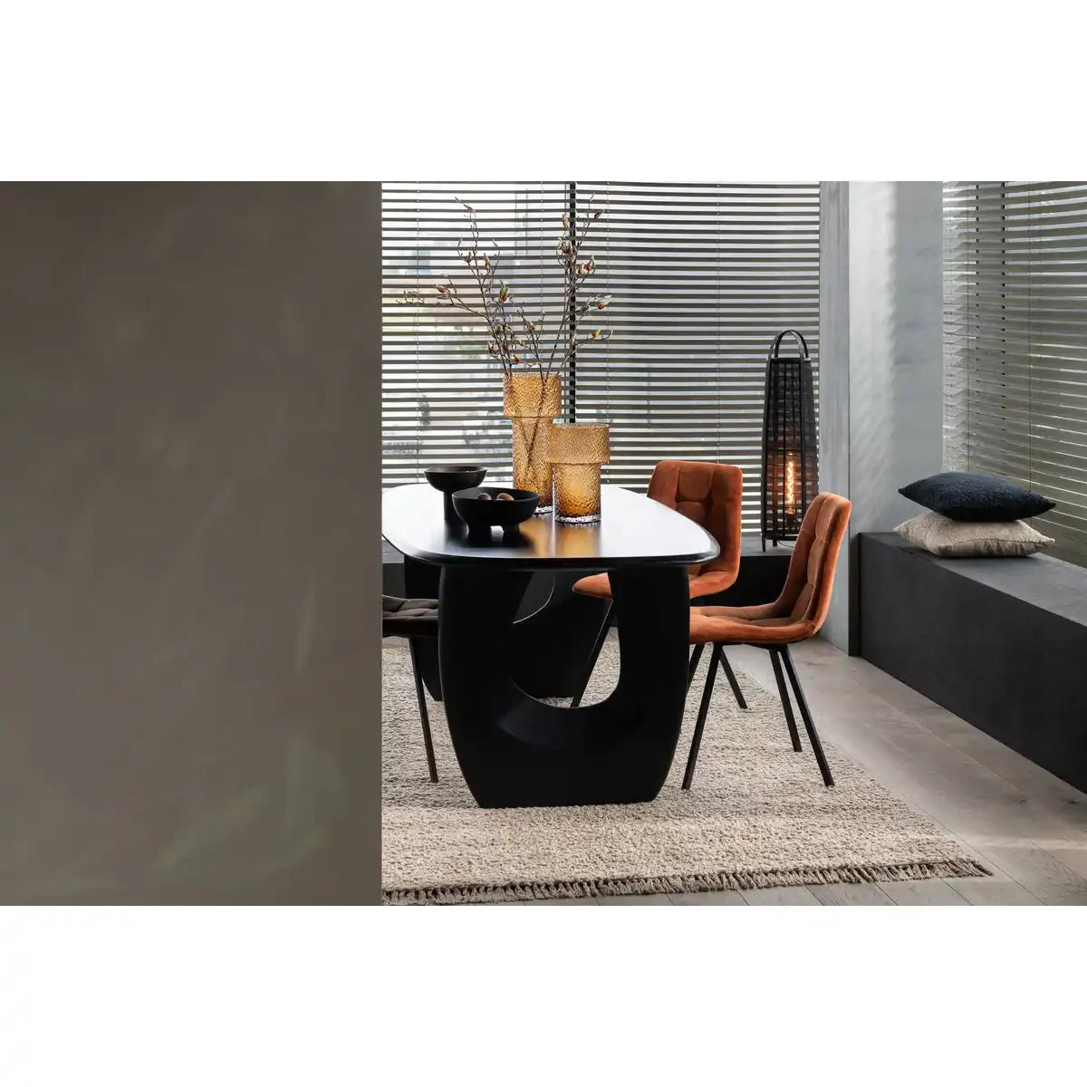 J-Line Lampe Don Baumwolle Bambus Schwarz