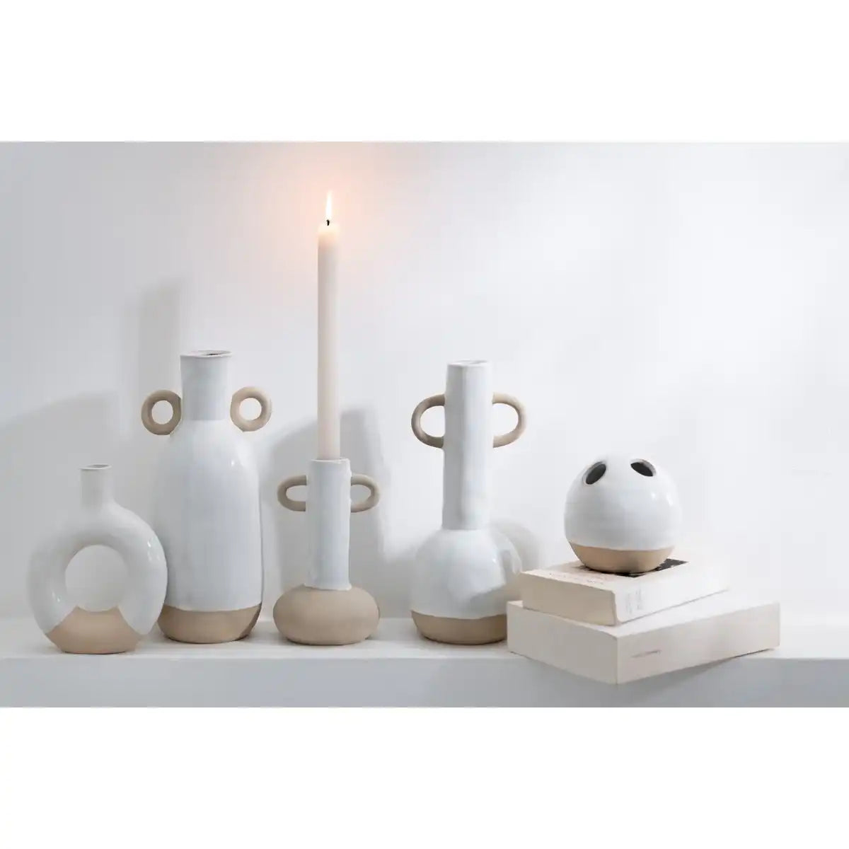 J-Line Vase Circle - Porzellan - Weiß - klein - 2 Stück - 17,5 cm hoch