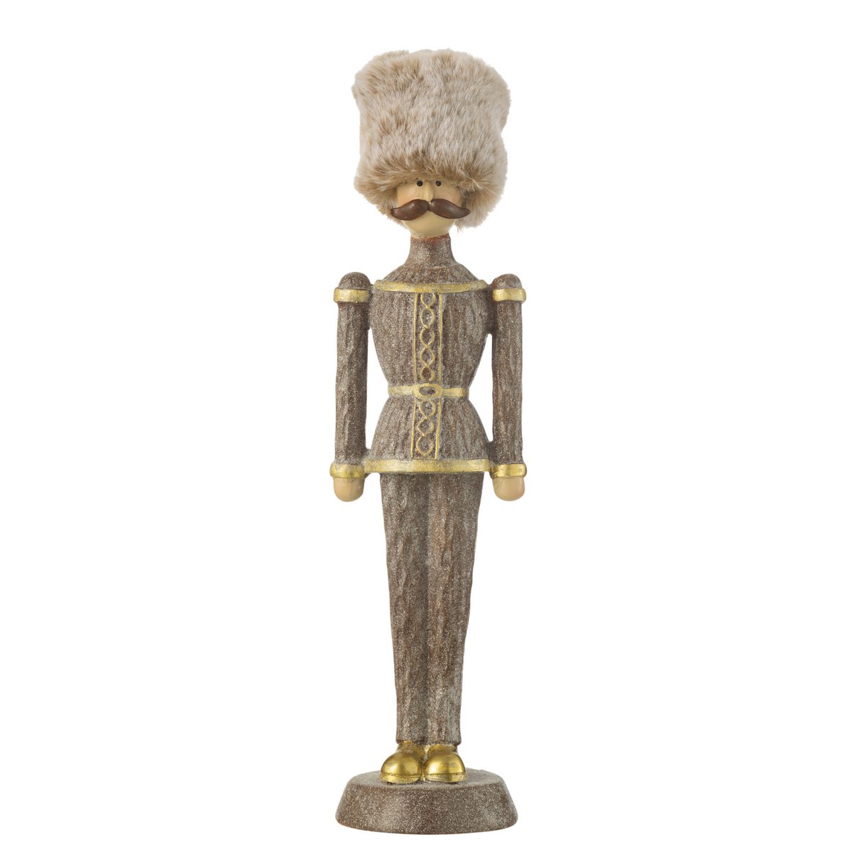 J-Line Nussknacker-Pelzmütze, glitzerndes Kunstharz, Braun, groß