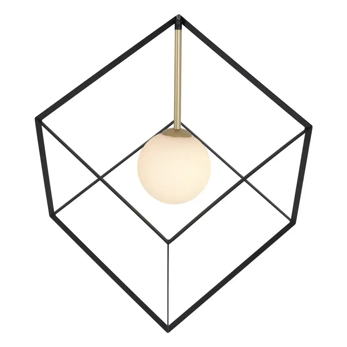 Pendelleuchte "CADRE", Pendellampe Retro aus Metall und Glas in Schwarz, und Weiß mit G9-Fassung, 30 cm Seitenlänge, für Wohnbereich und Büro.
