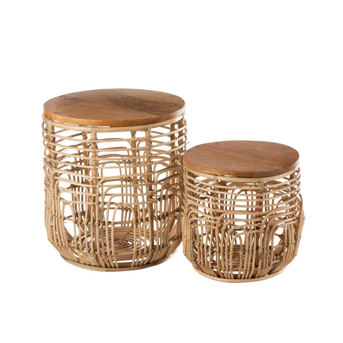 J-Line Beistelltisch Ellen – Rattan – Natur
