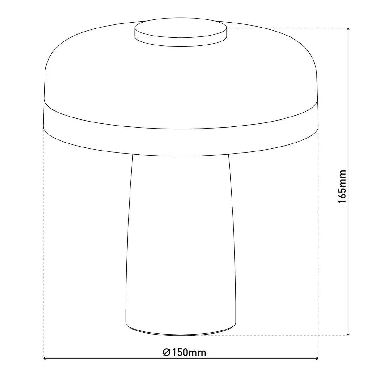 Akku-Tischleuchte "PILU", 16,5 cm hoch, oben Ø von 15 cm, Metall in Schwarz, weißer Kunststoff, integrierten LEDs,280 Lumen, dimmbar per Berührungssensor, warmweiß