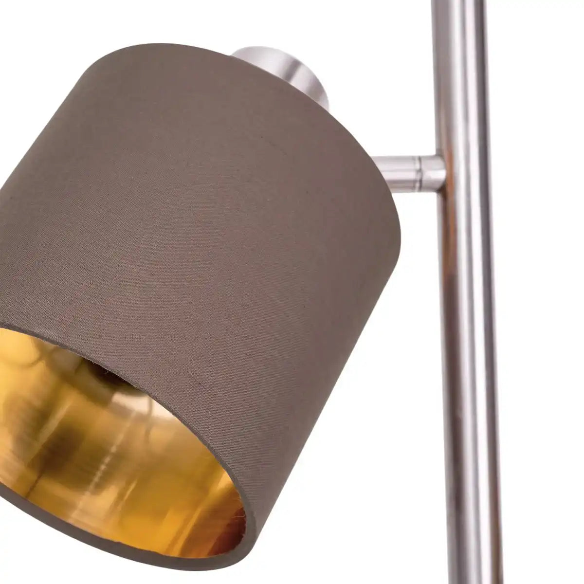 Tischleuchte "MARON" aus Metall satiniert-matt mit Stoffschirmen in Braun, mit E14-Fassung, Lampe für Wohnzimmer, Esszimmer, Flur und Büro, Tischlampe 51 cm hoch