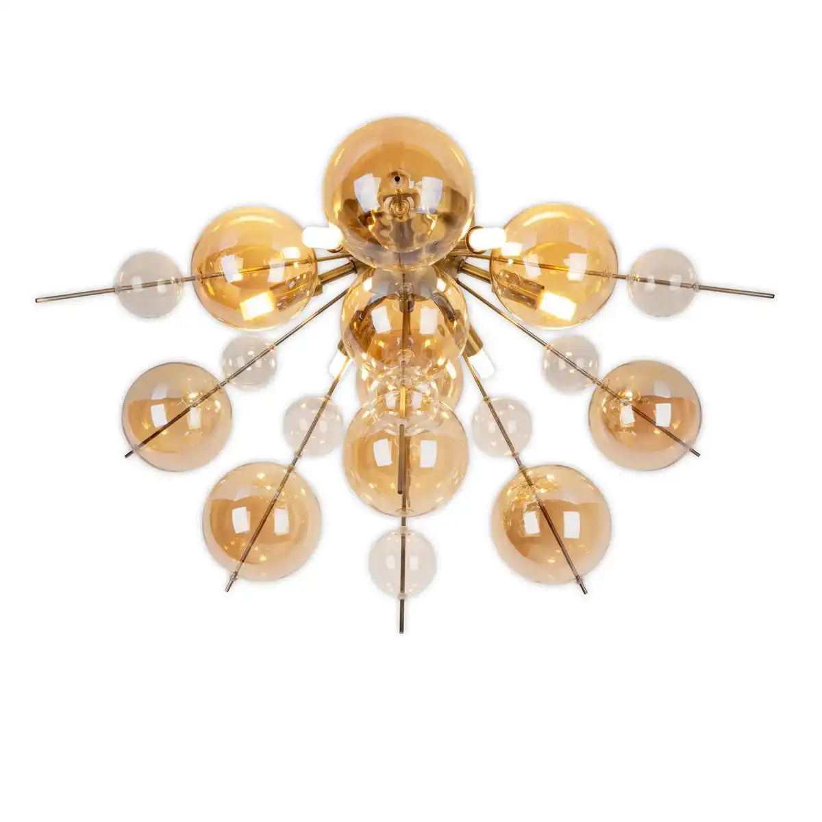 Deckenleuchte "EXPLOSION" amber aus Metall und Glas, G9 Fassungen, Deckenlampe für Esszimmer, Wohnzimmer, Diele oder Büro, Ø57 cm