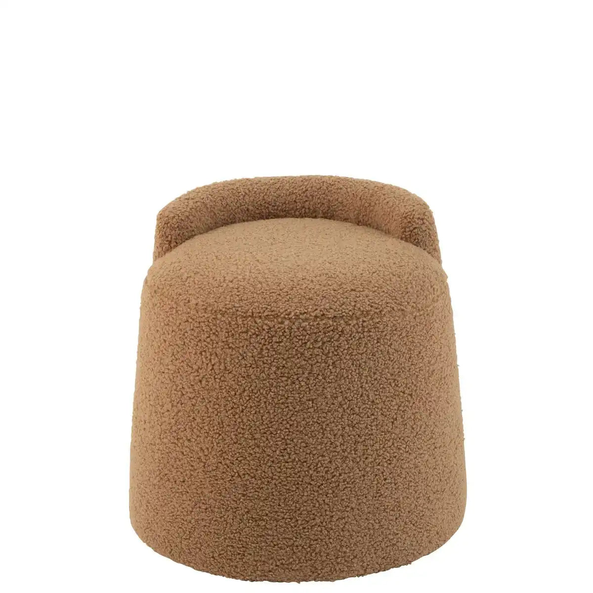 Teddy Pouf mit Bouclé-Rückenlehne – Textil – Kamel