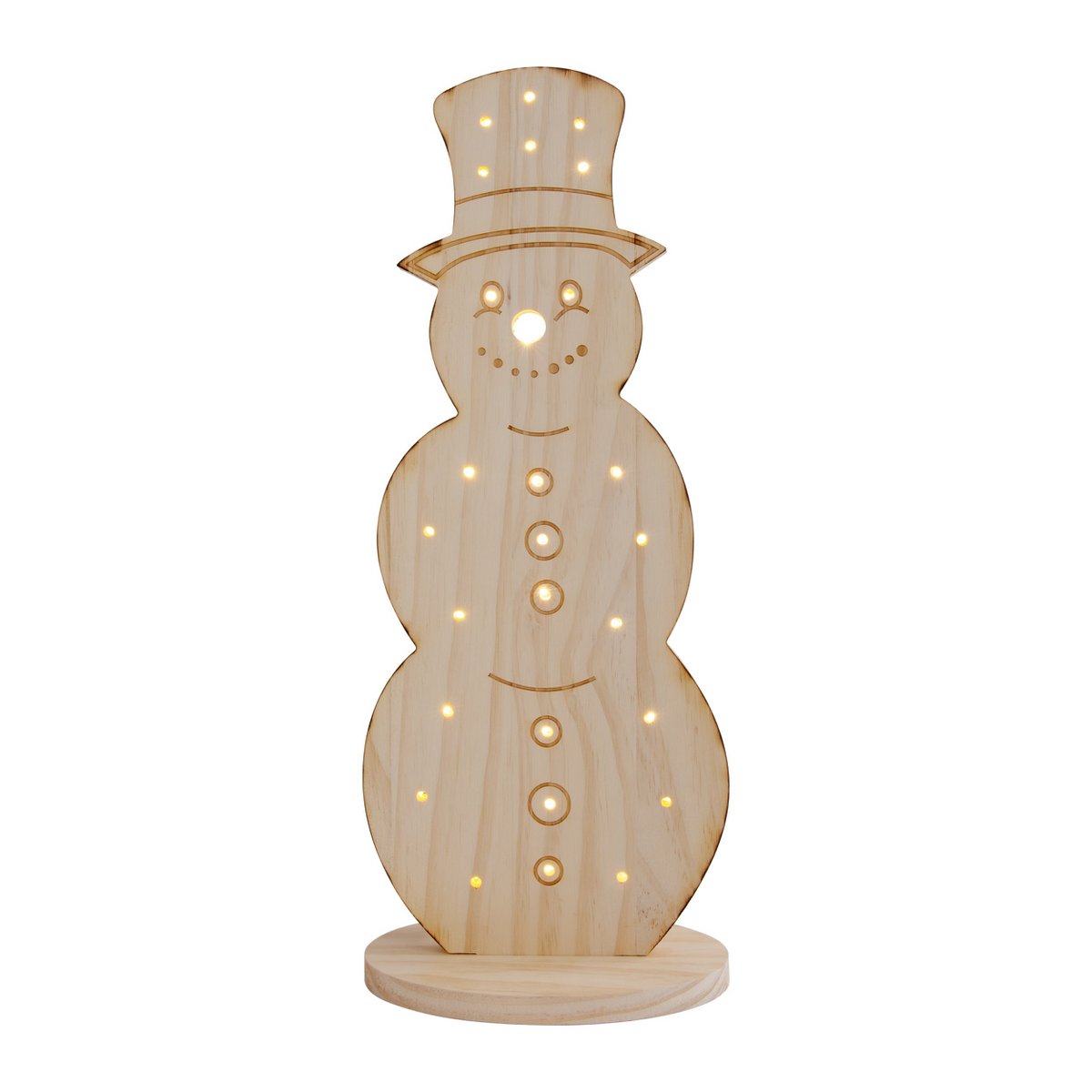 LED-Holz-Dekoleuchte "SNOWY" klein, Weihnachtsdeko aus Holz in Natur, mit fest verbauten LEDs, für den Außenbereich