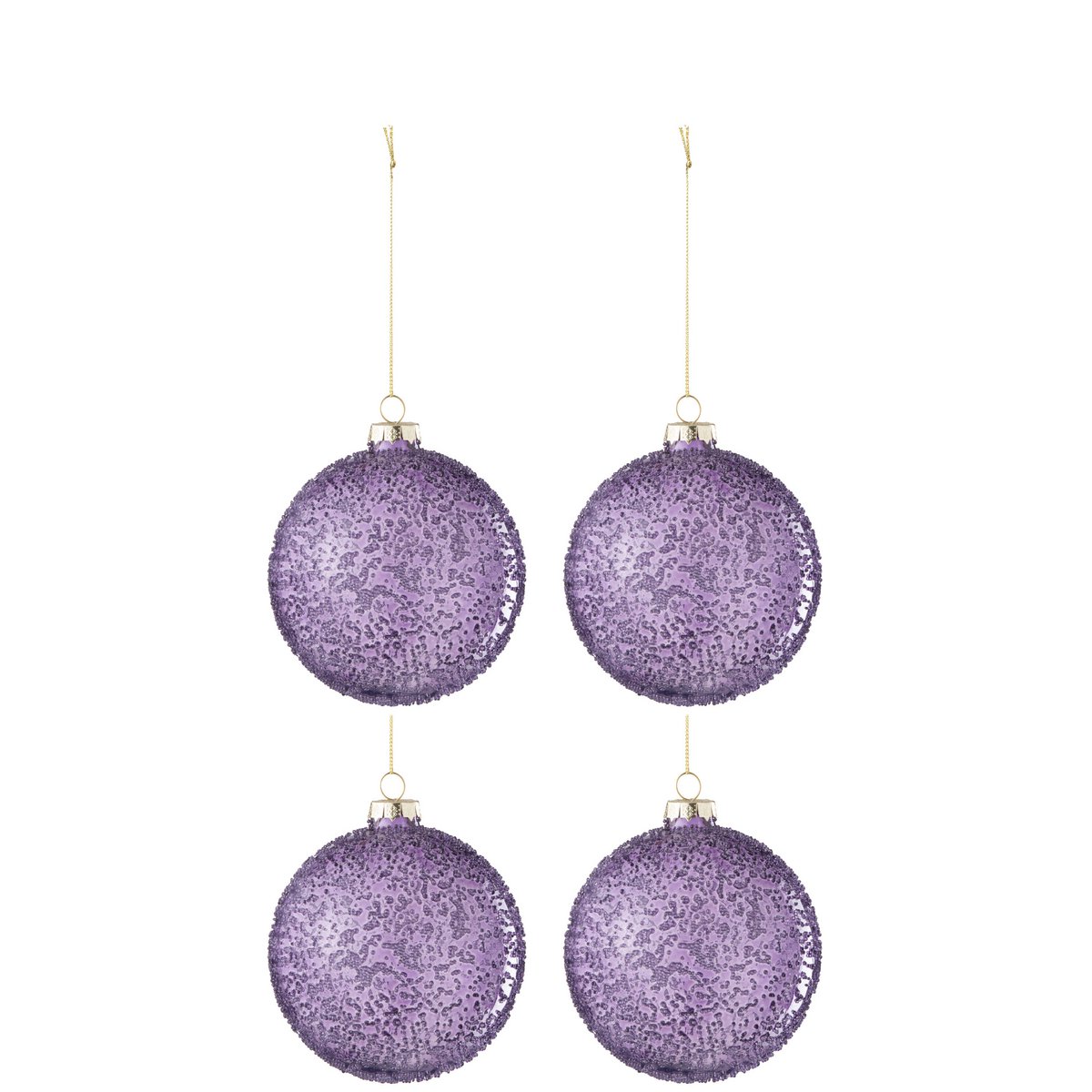J-Line Box mit 4 Weihnachtskugel-Perlen aus Glas, Mauve, klein