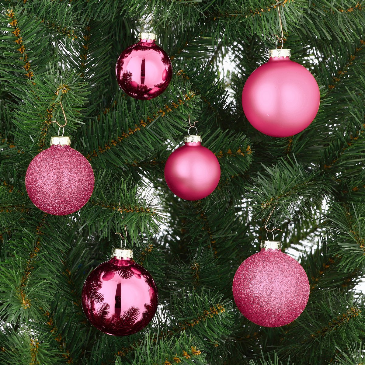 Weihnachtskugeln Set - 26 Stück - Ø7 cm - Glas - Fuchsia