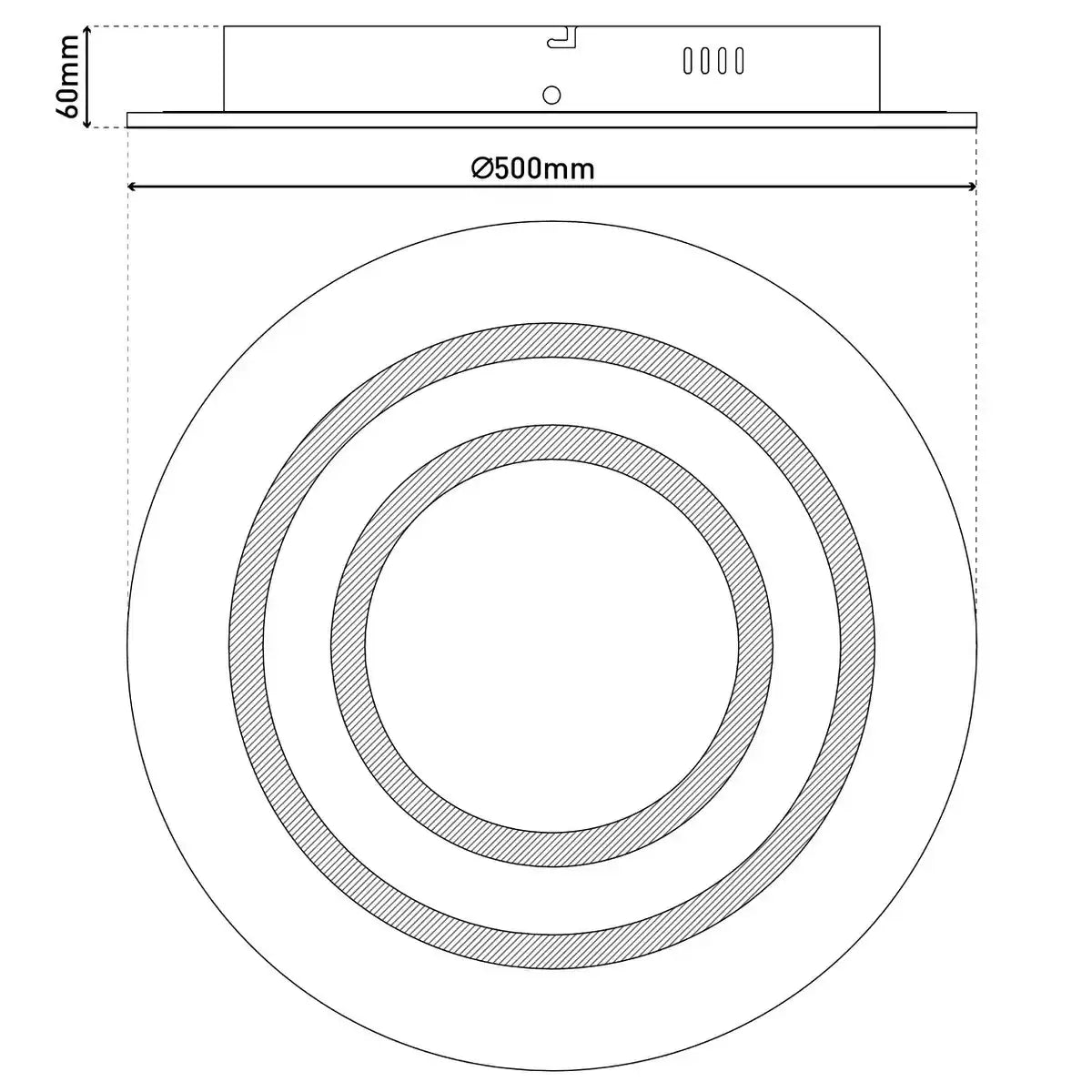 LED Deckenleuchte "MIREL" Ø 50 cm, 6 cm hoch, Metall und Kunststoff in Weiß, integrierte LEDs, 2400 lm, dimmbar, CCT-Funktion 3000-6500 K, RGB-Farbwechsel