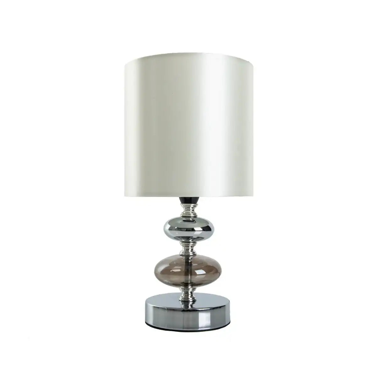 Stoff, Tischleuchte "MALI", Tischlampe aus Metall und Textilmaterial, weiß, mit E14-Fassung, für Esszimmer, Wohnzimmer, Diele oder Büro, Tischlampe für Wohnzimmer oder Esszimmer, Nachttischlampe- 28,5 cm hoch