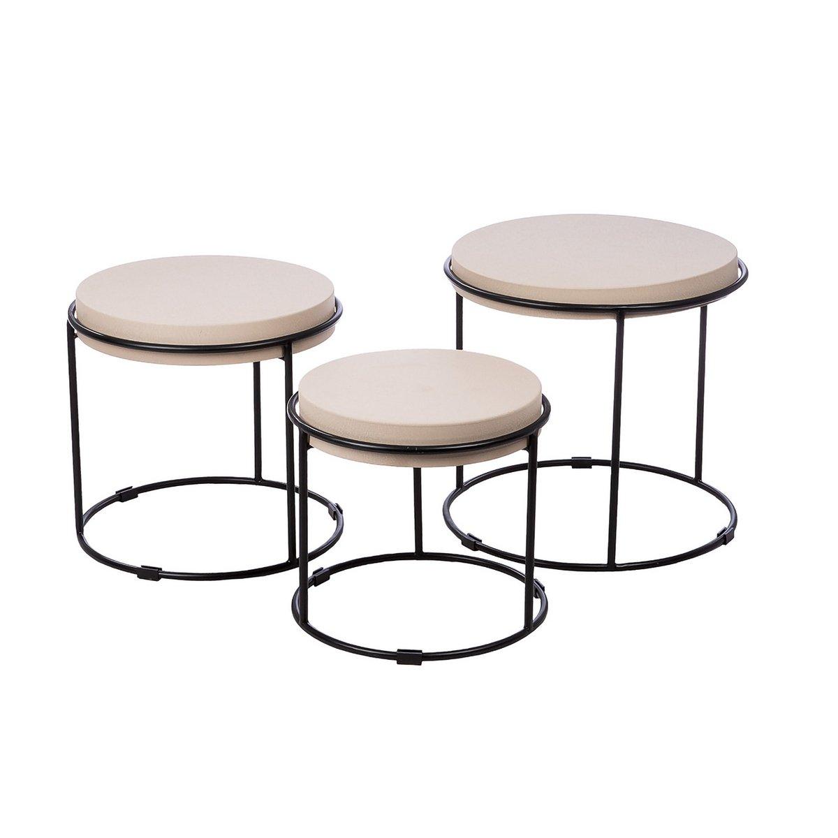 3er Set Beistelltisch rund grau Rotonda H.48,5 cm