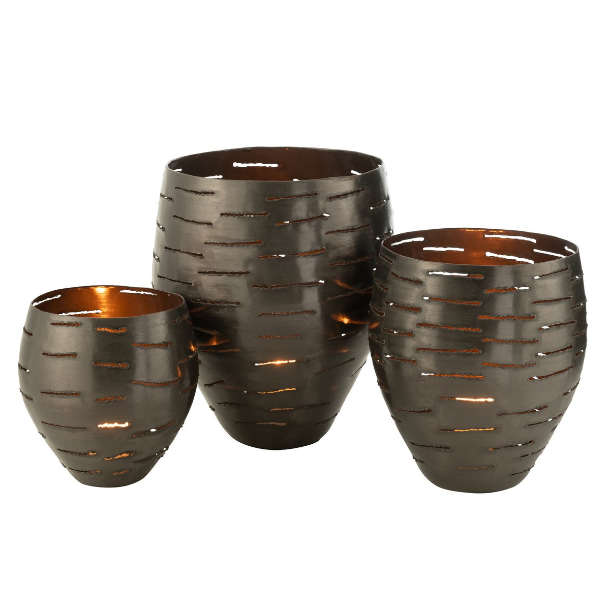 J-Line Set mit 3 Laternen aus Metall, Schwarz