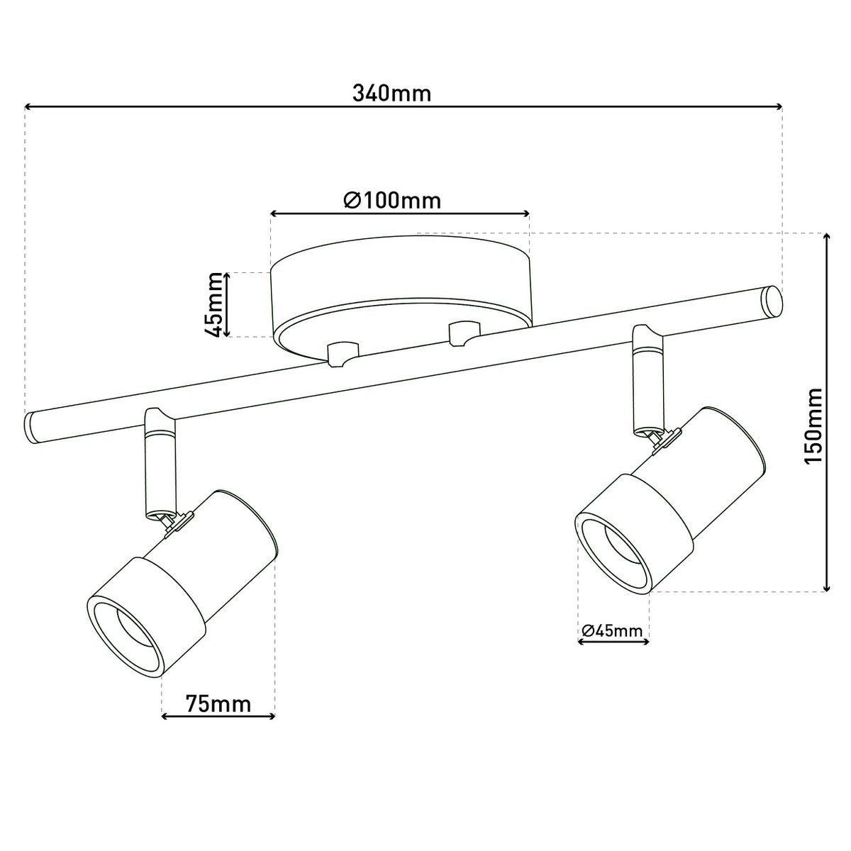 2er LED-Wand-u. Deckenspot "MALAGA" l:34cm