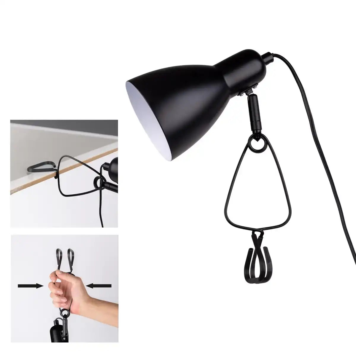 Klemmtischleuchte "MARA" matt schwarz für E14 max. 18 Watt, für Innenräume, 28 cm hoch