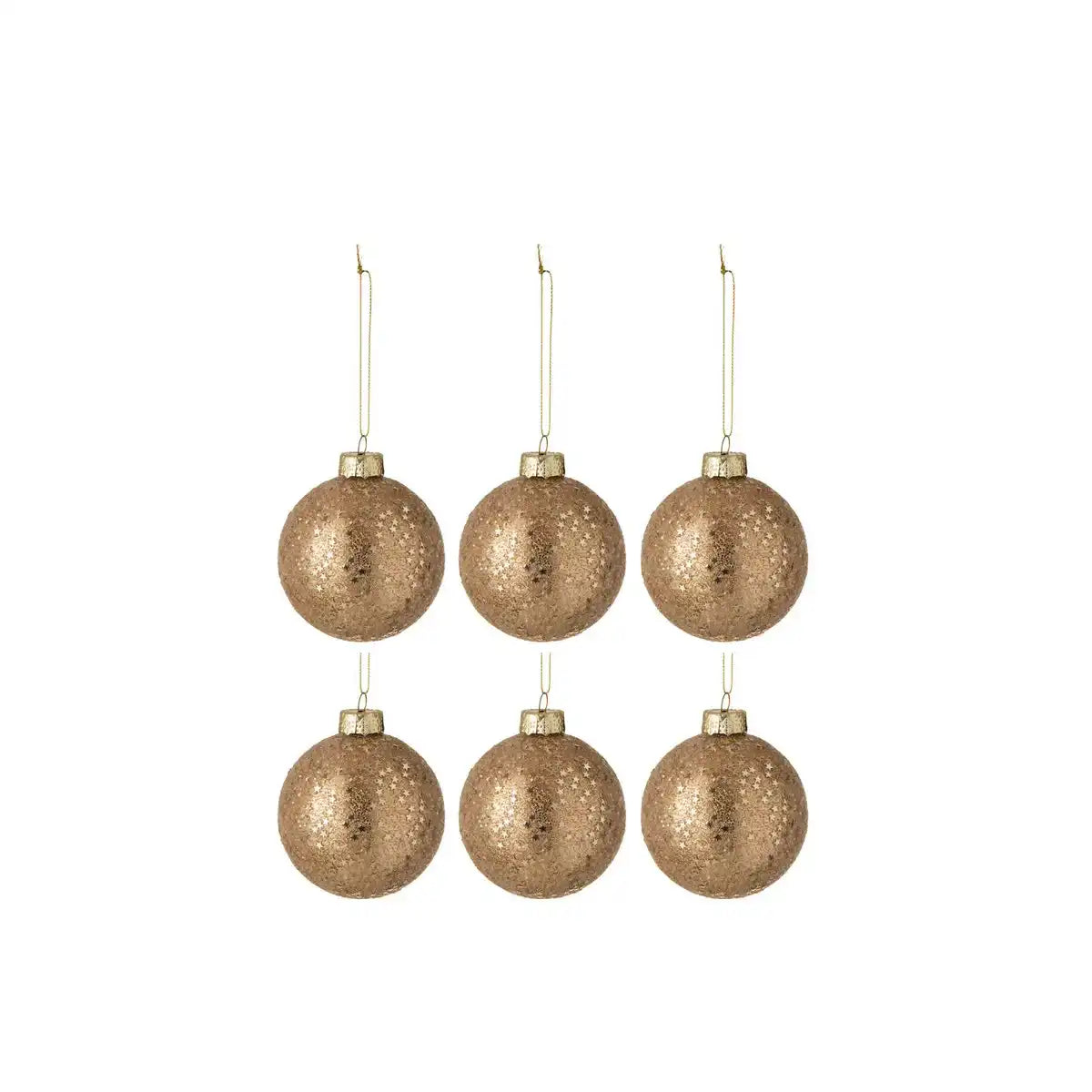 J -Linie Weihnachtsballstars - Glas - Bronze - klein - Box von 6