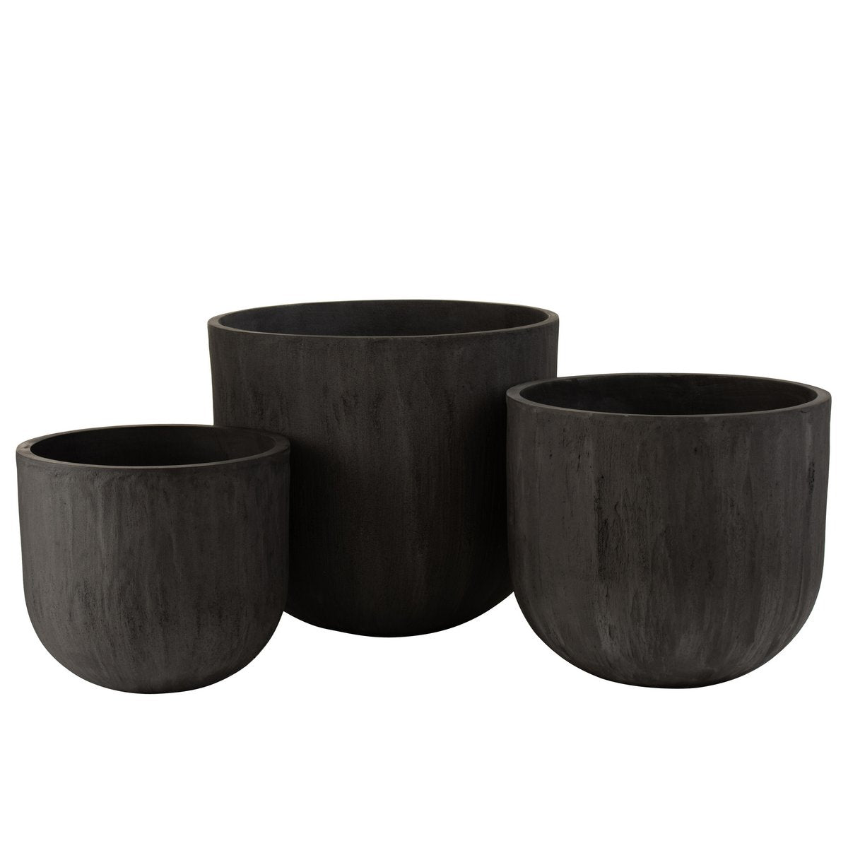 J -Linie Blumenpot rund hoch - Keramik - Schwarz - 3 Stücke - Ø 50 cm