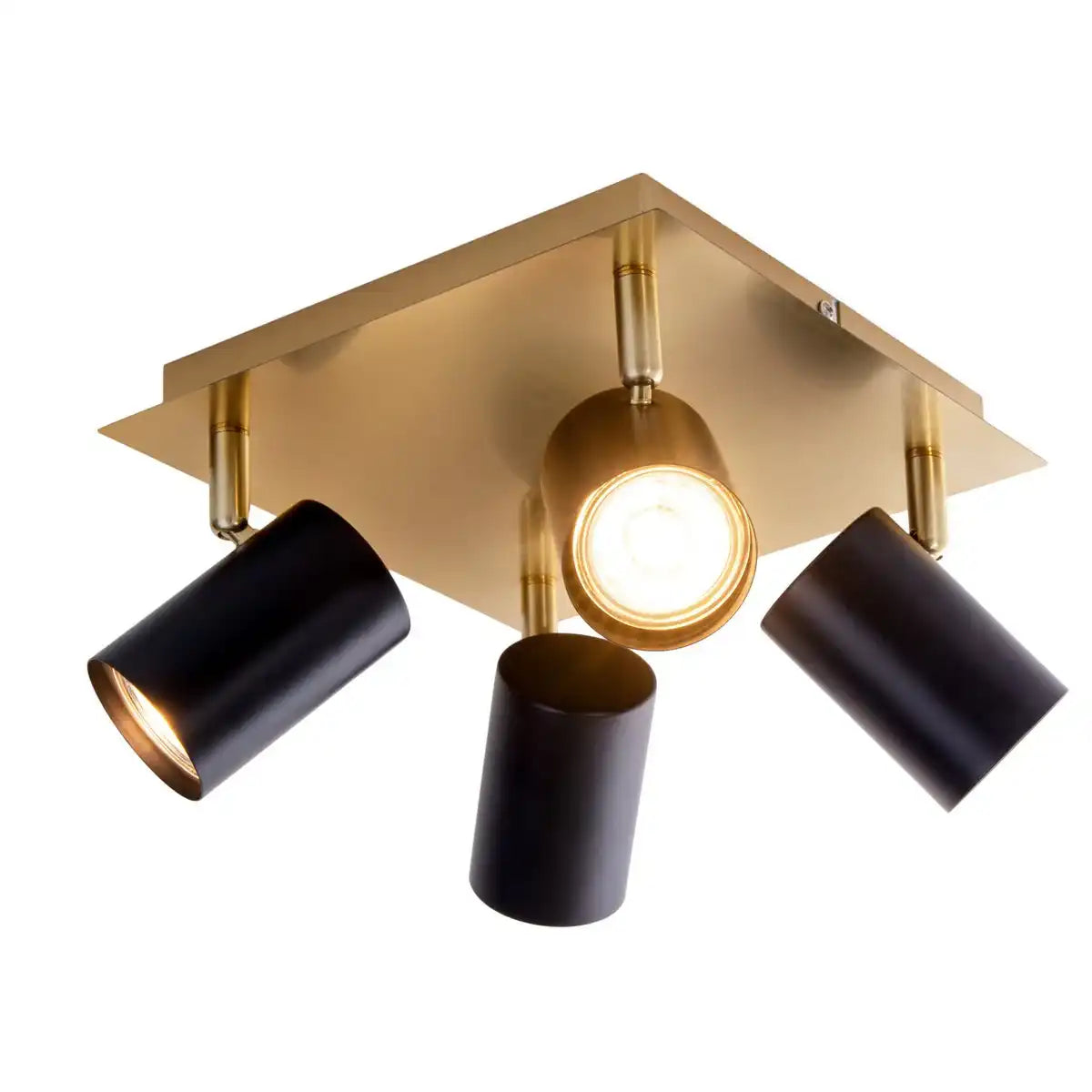 4er Wand- und Deckenleuchten "FRIDA" in Metall schwarz / Gold, Deckenstrahler, GU10, Deckenlampe für Esszimmer, Wohnzimmer, Diele oder Büro, 22 x 22 cm