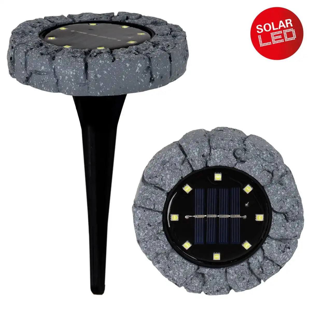 3er-Set LED Solar-Boden-Erdspieß "KIAN" , für Außen, Bodenleuchte aus Kunststoff in Grau, mit integrierter LED