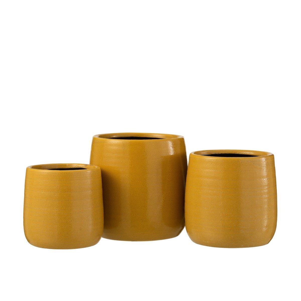 J-Line Blumentopf Plain – Keramik – Ocker – groß – Ø 16,50 cm