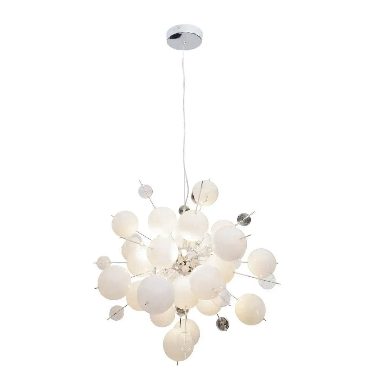 Pendelleuchte "EXPLOSION" weiß aus Metall und Glas, G9 Fassungen, für Esszimmer, Wohnzimmer, Diele oder Büro, Hängelampe Øca 65 cm