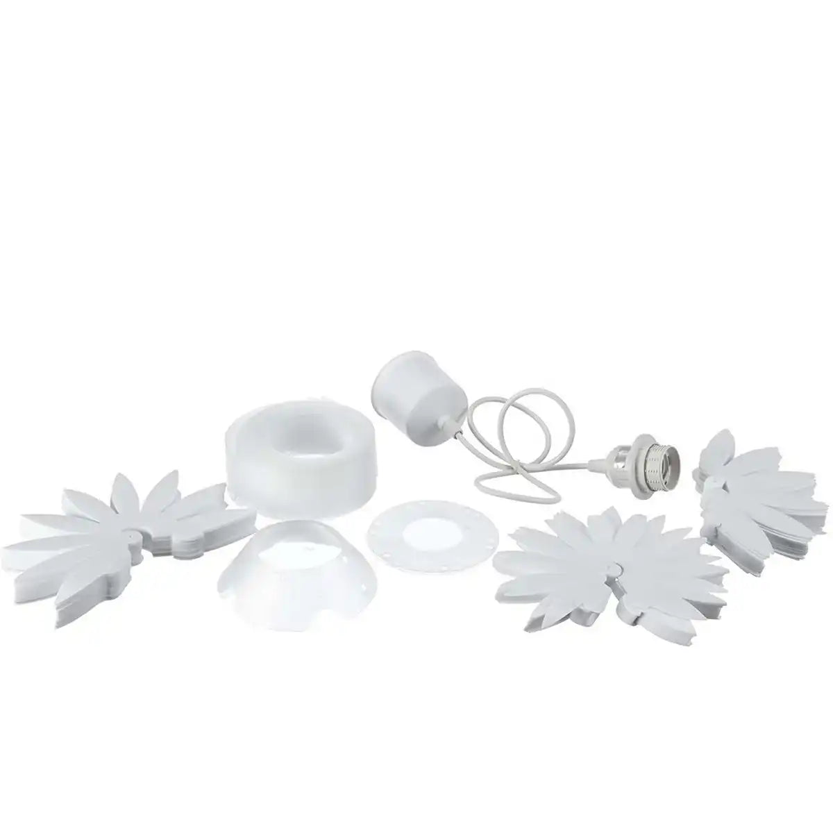 Pendelleuchte "Lotus" verspielte Hängelampe aus weißem Kunststoff, mit fest verbauten LEDs und einem Øvon ca. 47 cm