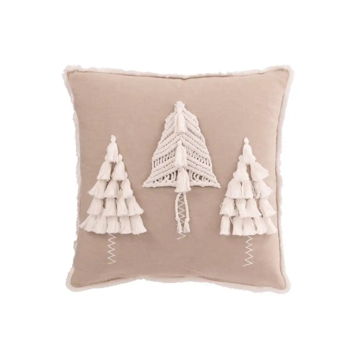 J-Line-Kissen Weihnachtsbäume Baumwollgrün/Weiß