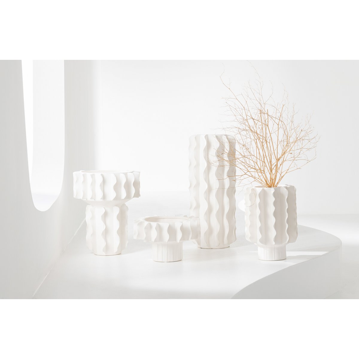J-Line Vase Helix Zylinder Keramik Weiß