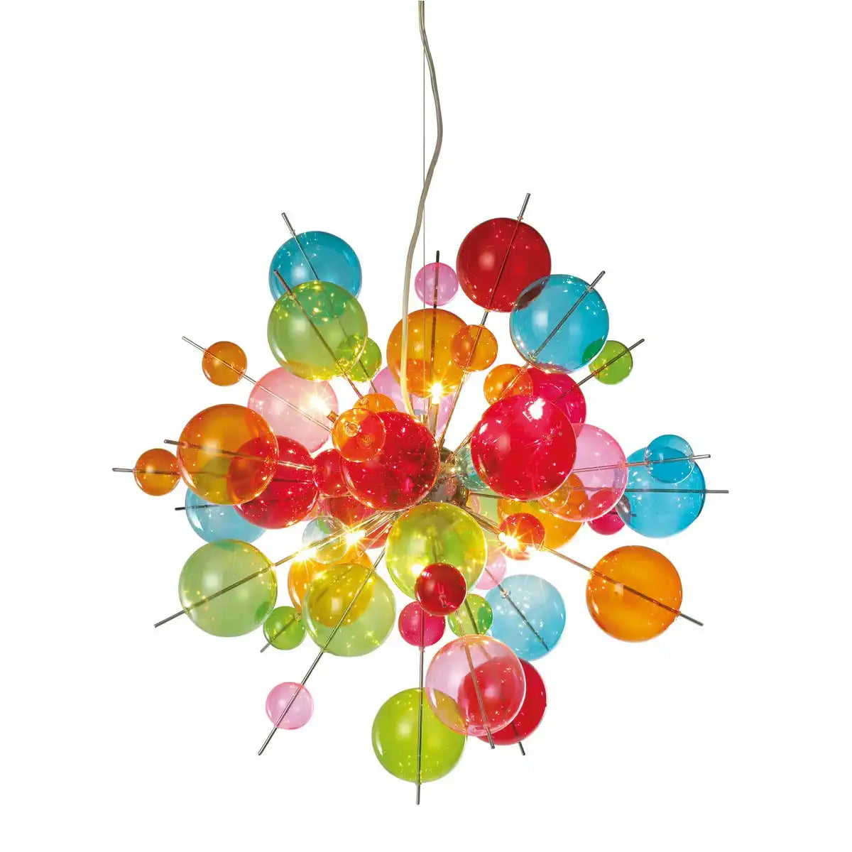 Pendelleuchte "EXPLOSION" bunt aus Metall und Glas, G9 Fassungen, Hängelampe für Esszimmer, Wohnzimmer, Diele oder Büro, Øca. 65 cm