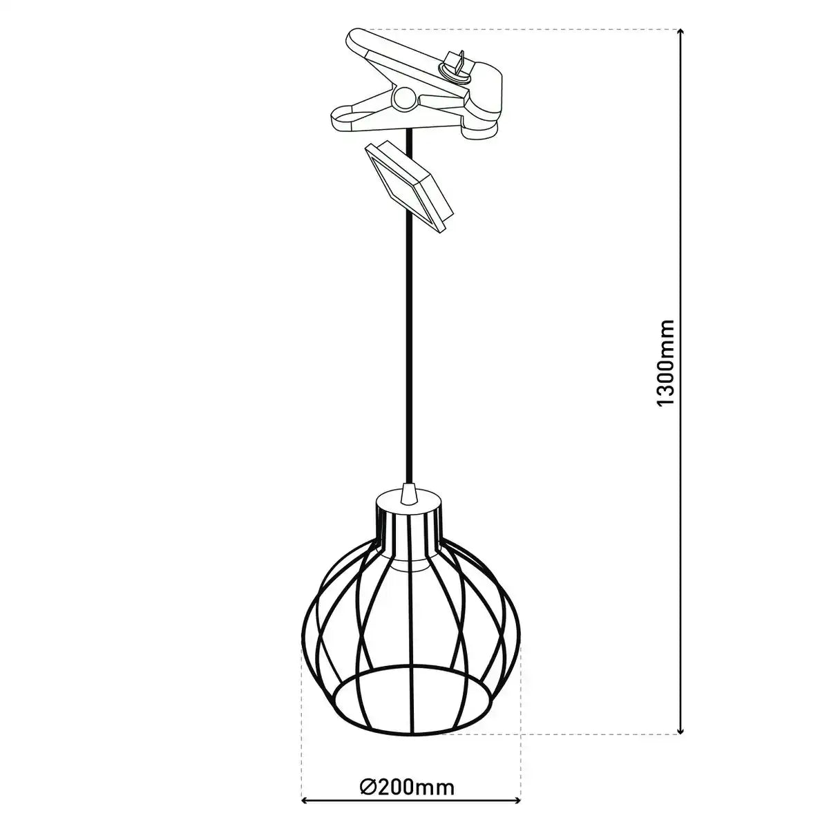 Solar- / Pendelleuchte "Grid" aus schwarzem Metall, Ø 20 cm, inkl. Fest verbautem Leuchtmittel, warmweiß, für den Außenbereich