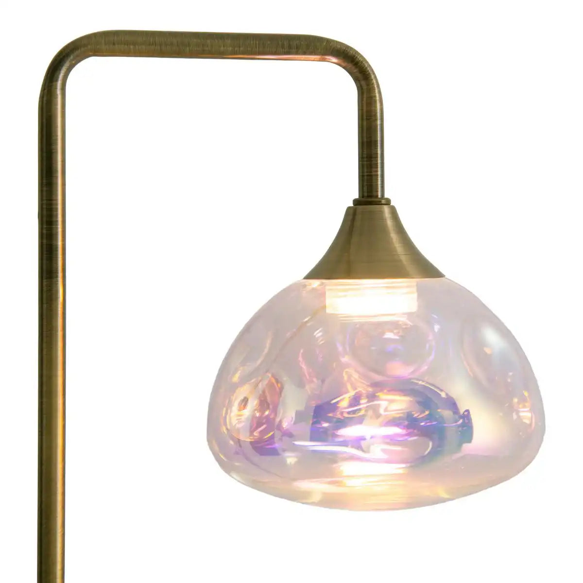 LED Tischleuchte "VARNA", Tischlampe aus messingfarbenem Metall und irisierendem Glas, fest verbaute LEDs, 45 cm hoch, stilvolle Beleuchtung für Wohnzimmer, Esszimmer oder Diele