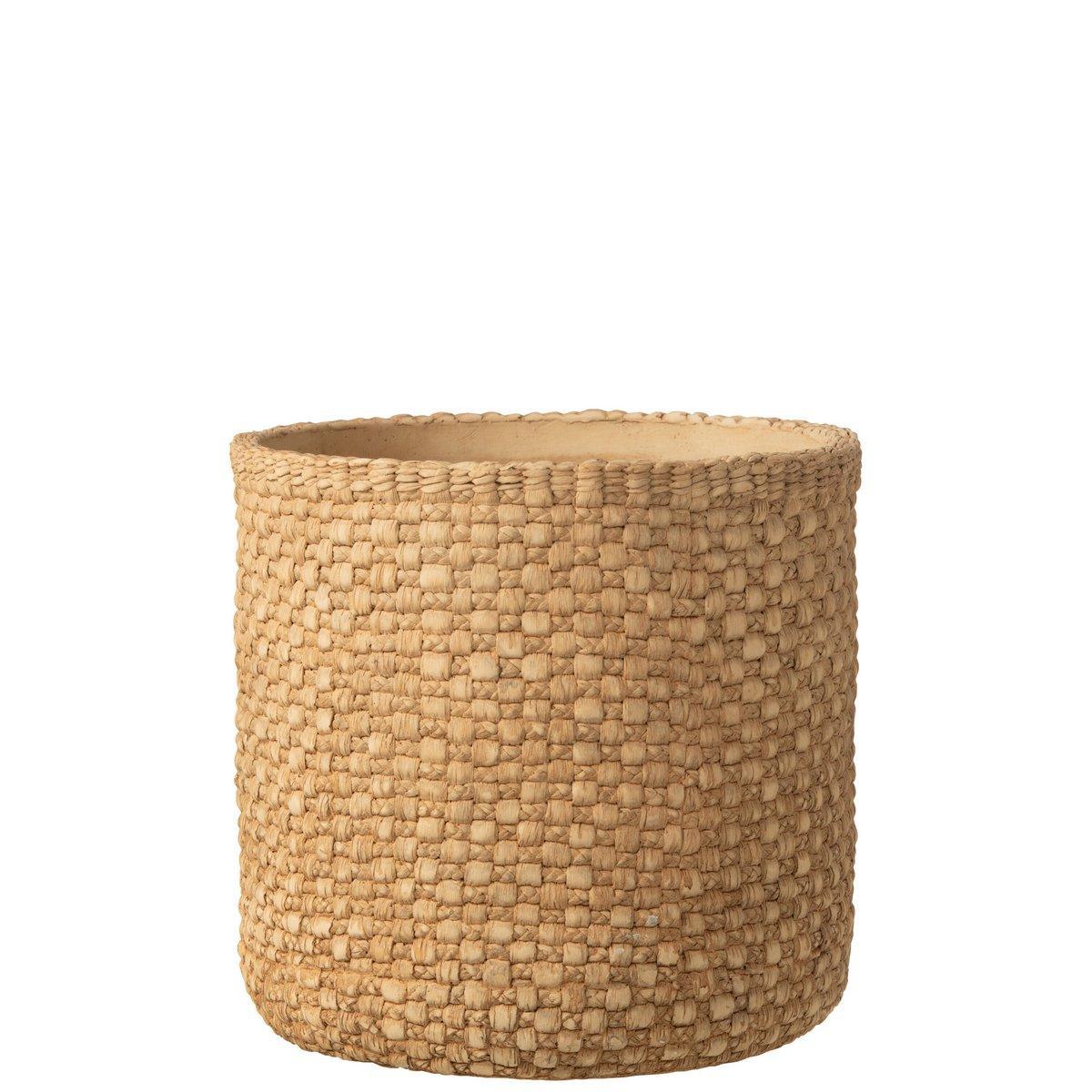 J-Line Blumentopf Woven – Zement – Beige – Ø 27 cm