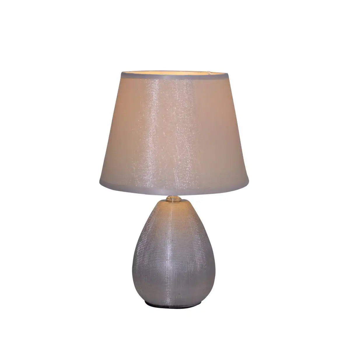 Keramik Tischleuchte h: 31cm "SIMPLY CERAMICS", Tischlampe aus Keramik, silber, mit E14-Fassung, für Esszimmer, Wohnzimmer, Diele oder Büro, 31 cm hoch