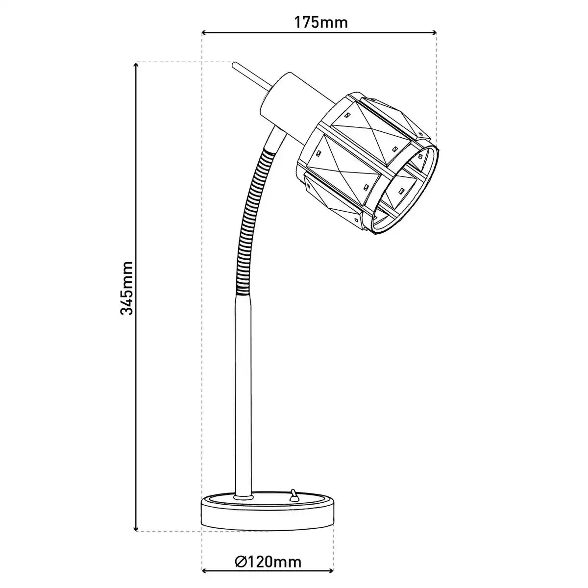 LED Tischleuchte "JOSEFA", Tischlampe aus Metall und Glas in Gold, mit E14-Fassung, für Esszimmer, Wohnzimmer, Diele oder Büro, für Wohnzimmer, Esszimmer oder als Nachttischlampe, 34,5 x 17,5 cm