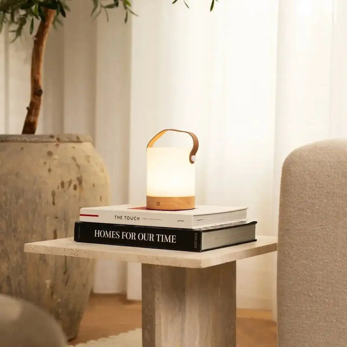 Avery hellbraun wiederaufladbarer Tischlampe-schnurlos, dimmbar und USB-C
