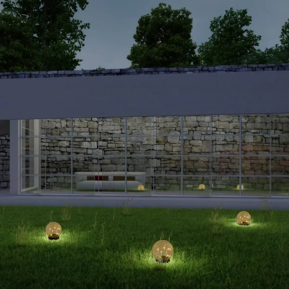 3er-Set LED-Solar-Tischleuchte/Erdspieß "Crackle" Ø 12cm , für Außen, Tischleuchte - Kunststoff und Glas , Weiß, mit integrierter LED