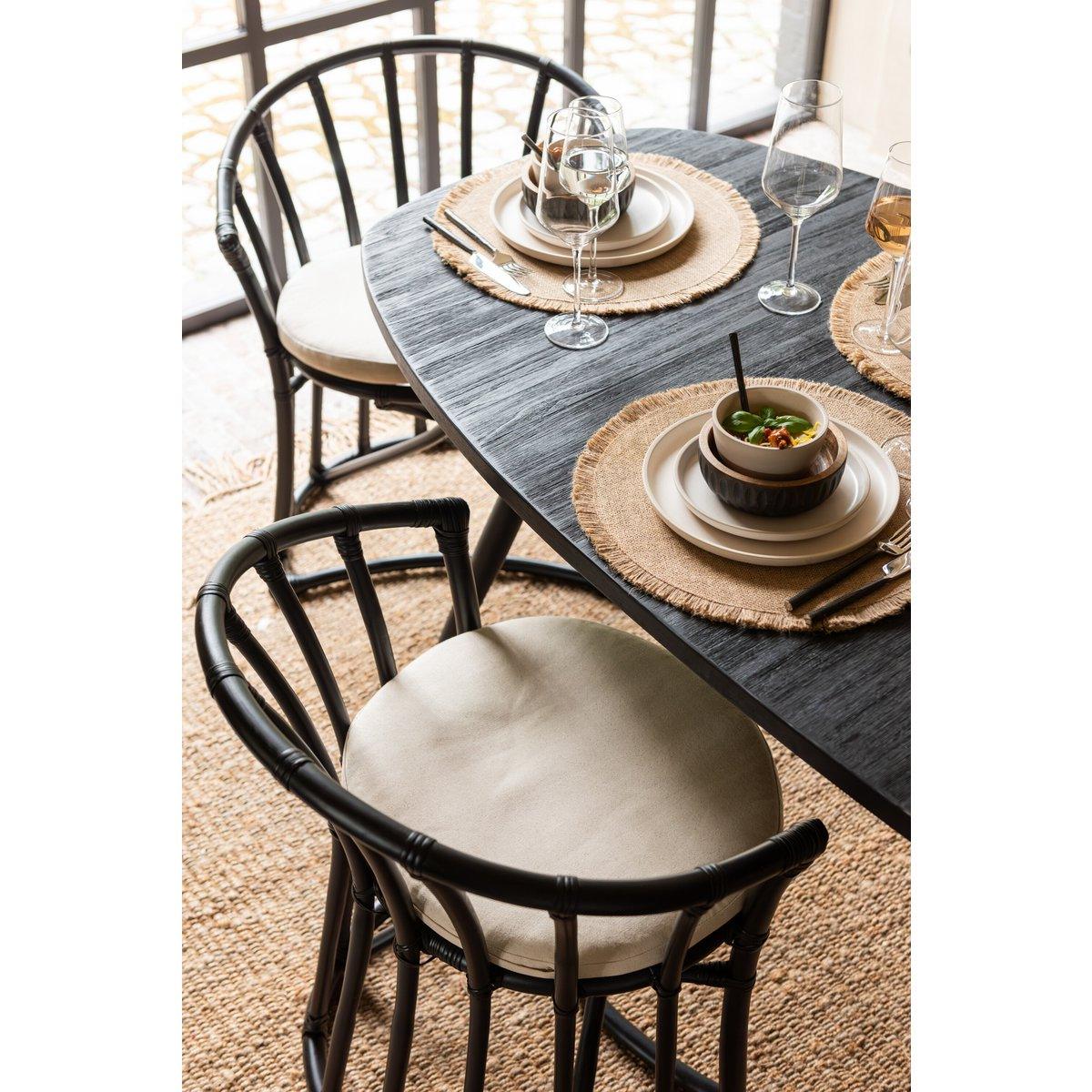 J-Line Esstisch Oval Recycled – Holz – Schwarz