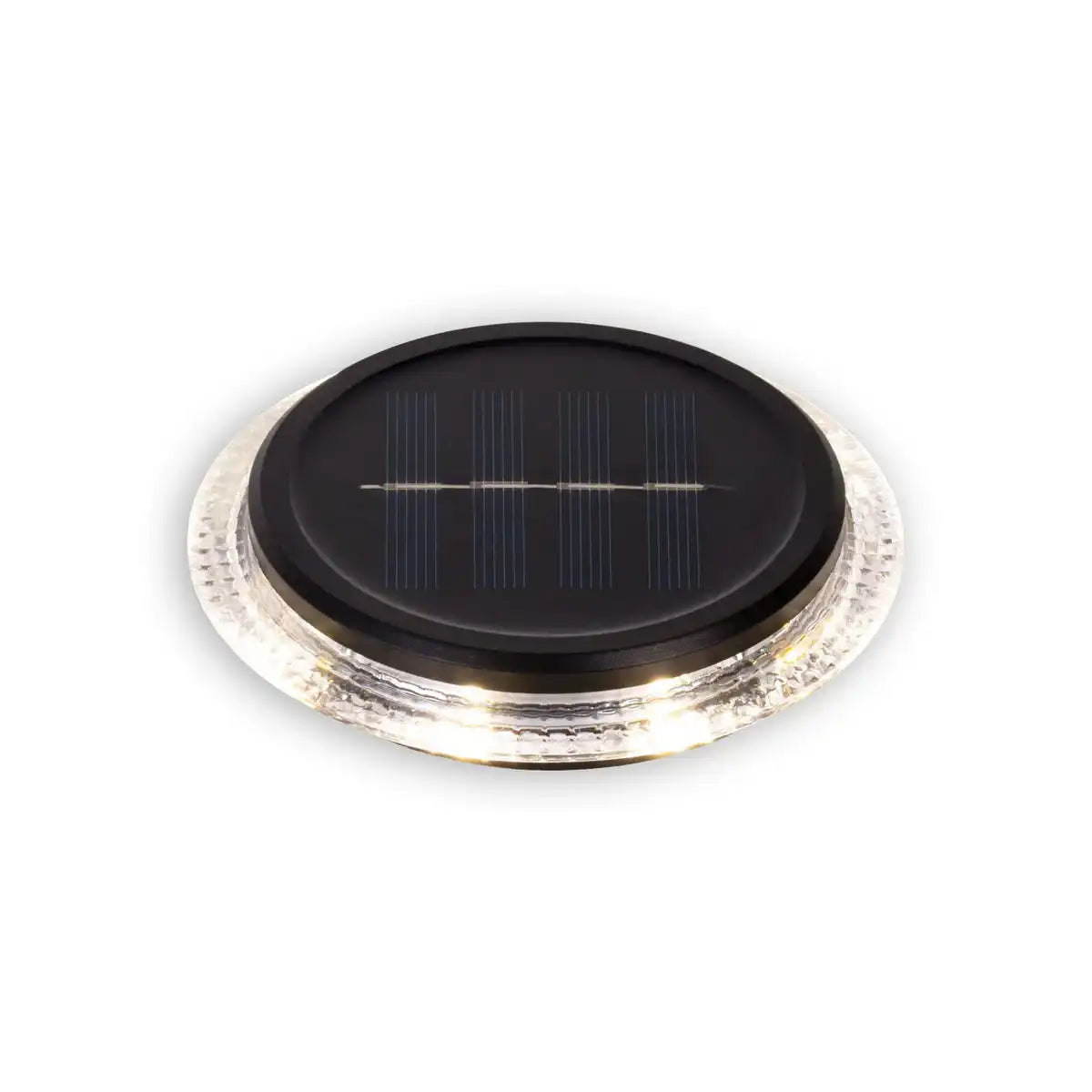 6er Set Solar-Boden-Erdspießleuchte Ø ca, 11,2 cm, schwarzer Kunststoff, Dämmerungssensor, für Eingang, Terrasse und Wege