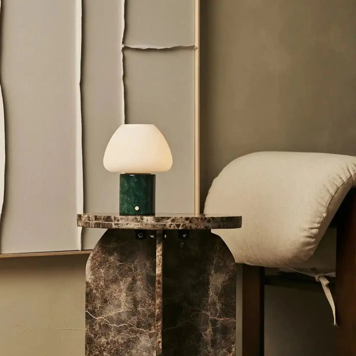 Ostade Green / Verde Alpi - Einzigartige Marmorlampe mit 3 hellen Farben und Dimmfunktion
