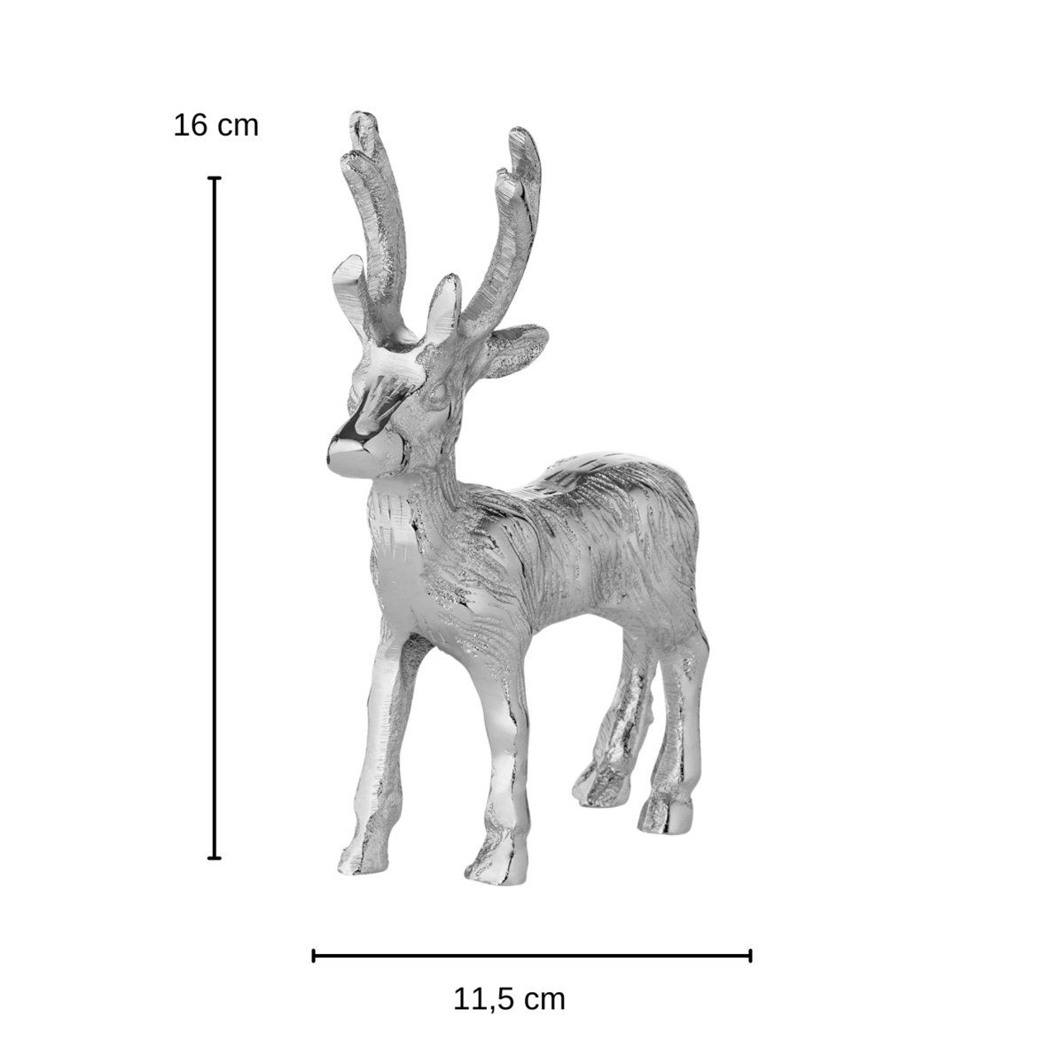 Dekofigur Hirsch Malik (Höhe 16 cm), silberfarben, Aluminium