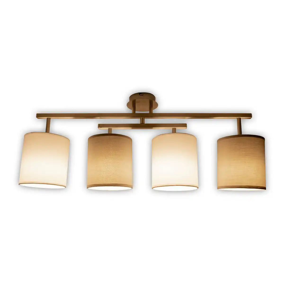4er Deckenleuchte "TILDE", klassische Deckenlampe aus Metall und Textil in Grau mit E27-Fassung, 82 cm lang, die Schirme sind verstellbar, ideal für Wohnzimmer, Esszimmer und Schlafzimmer