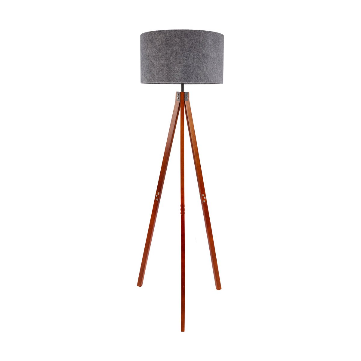 Stehleuchte "FILCO" Ø ca. 45 cm, 147 cm hoch, aus Holz und Kunststoff in Braun und Grau, für E27, für Wohnzimmer, Schlafzimmer und Esszimmer