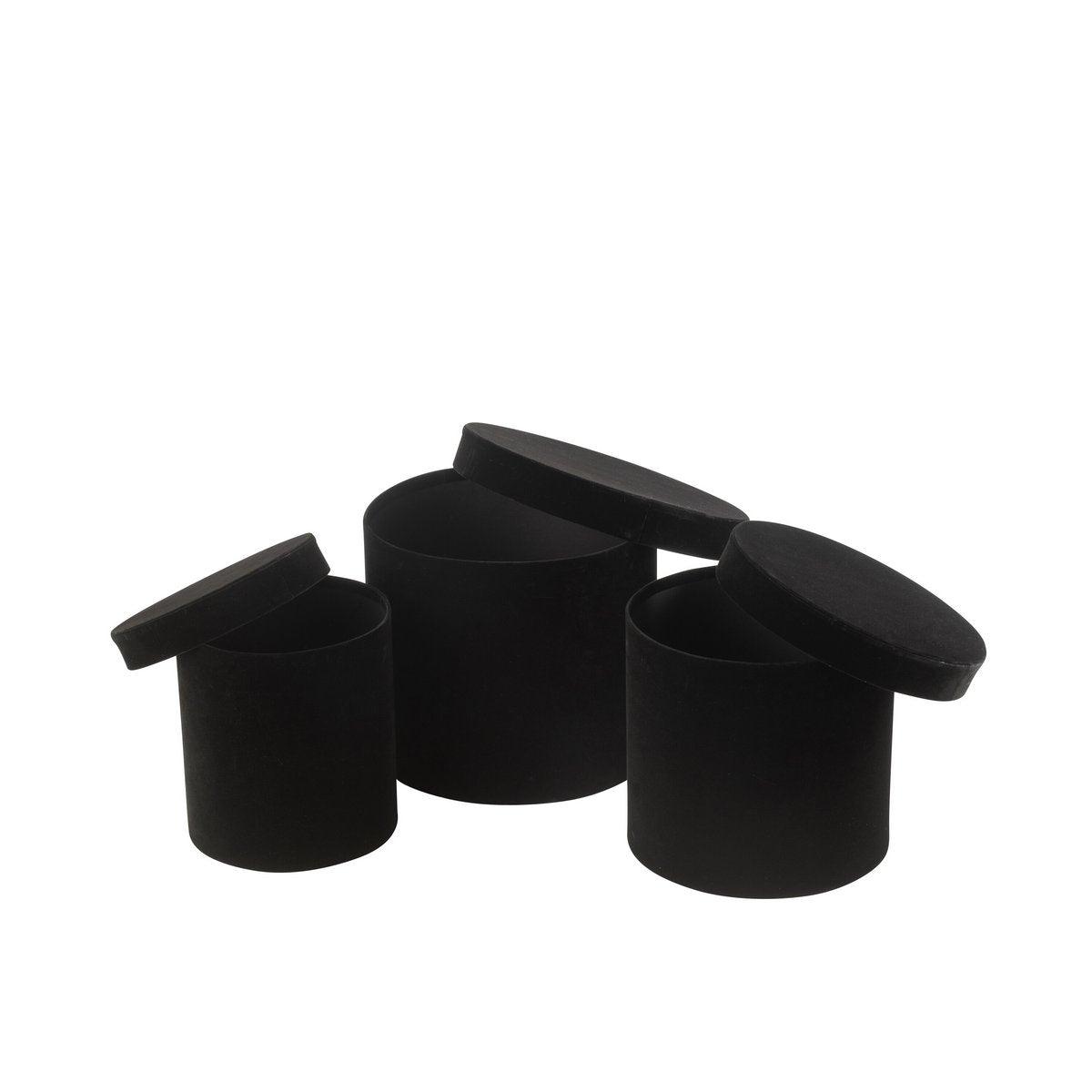 J-Line Set mit 3 Boxen, rund, Samtpapier, Schwarz