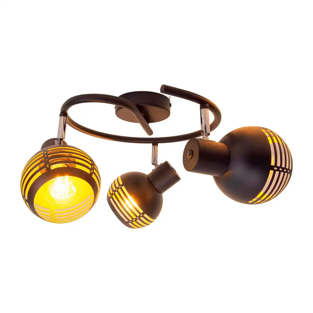 3er Wand- und Deckenrondell Spot "CASCO" aus Metall in Schwarz, und Gold, mit E27-Fassung, Øca. 48 cm. Stilvolle Beleuchtung für Wohnzimmer, Esszimmer oder Küche.