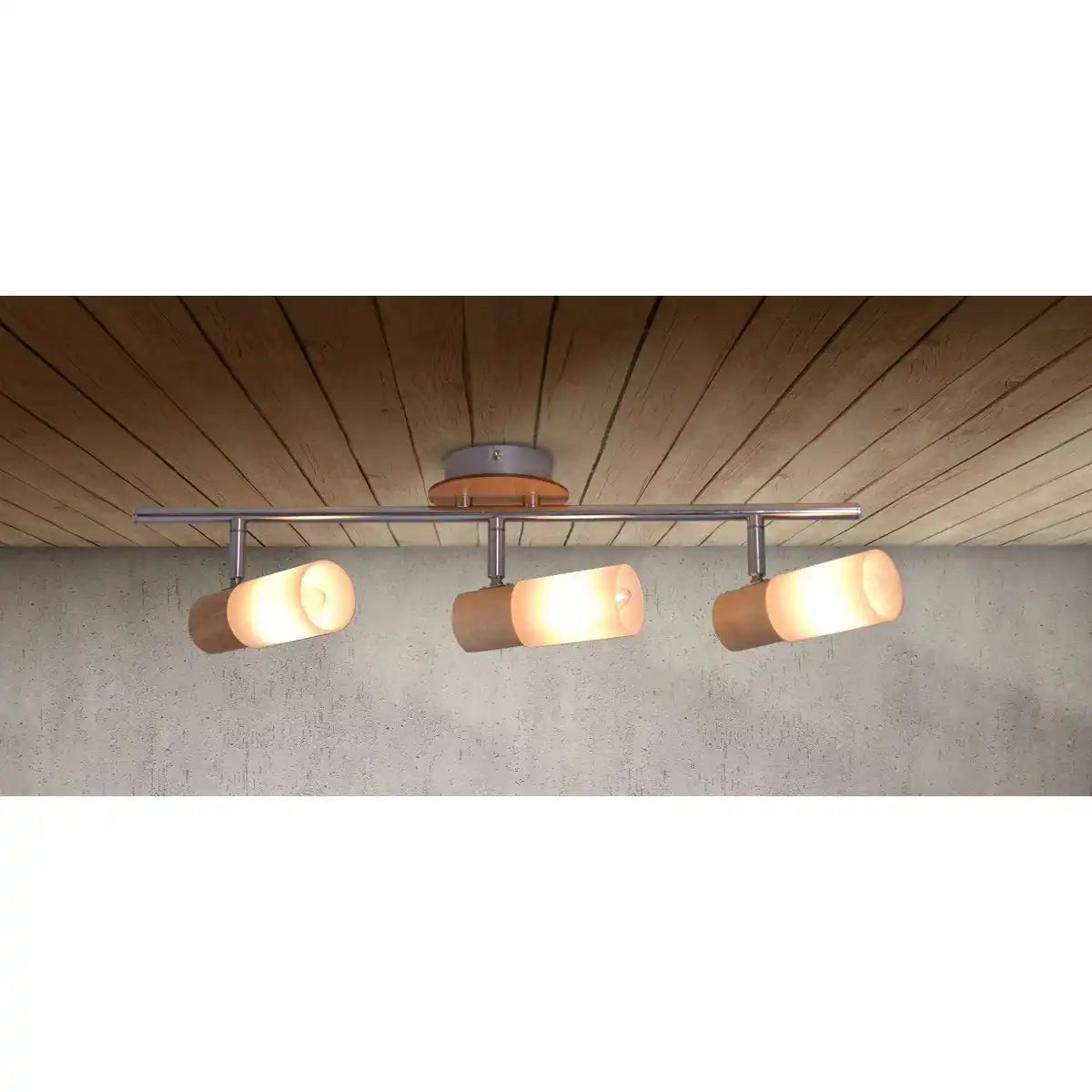 3er Wand- Deckenspot "TODTNAU", Metall, Glas und Kunststoff, E14, 47cm lang
