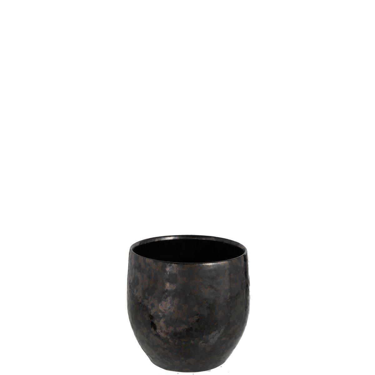 J-Line Blumentopf Antique Smokey - Keramik - Schwarz - M - Ø 17,5 cm