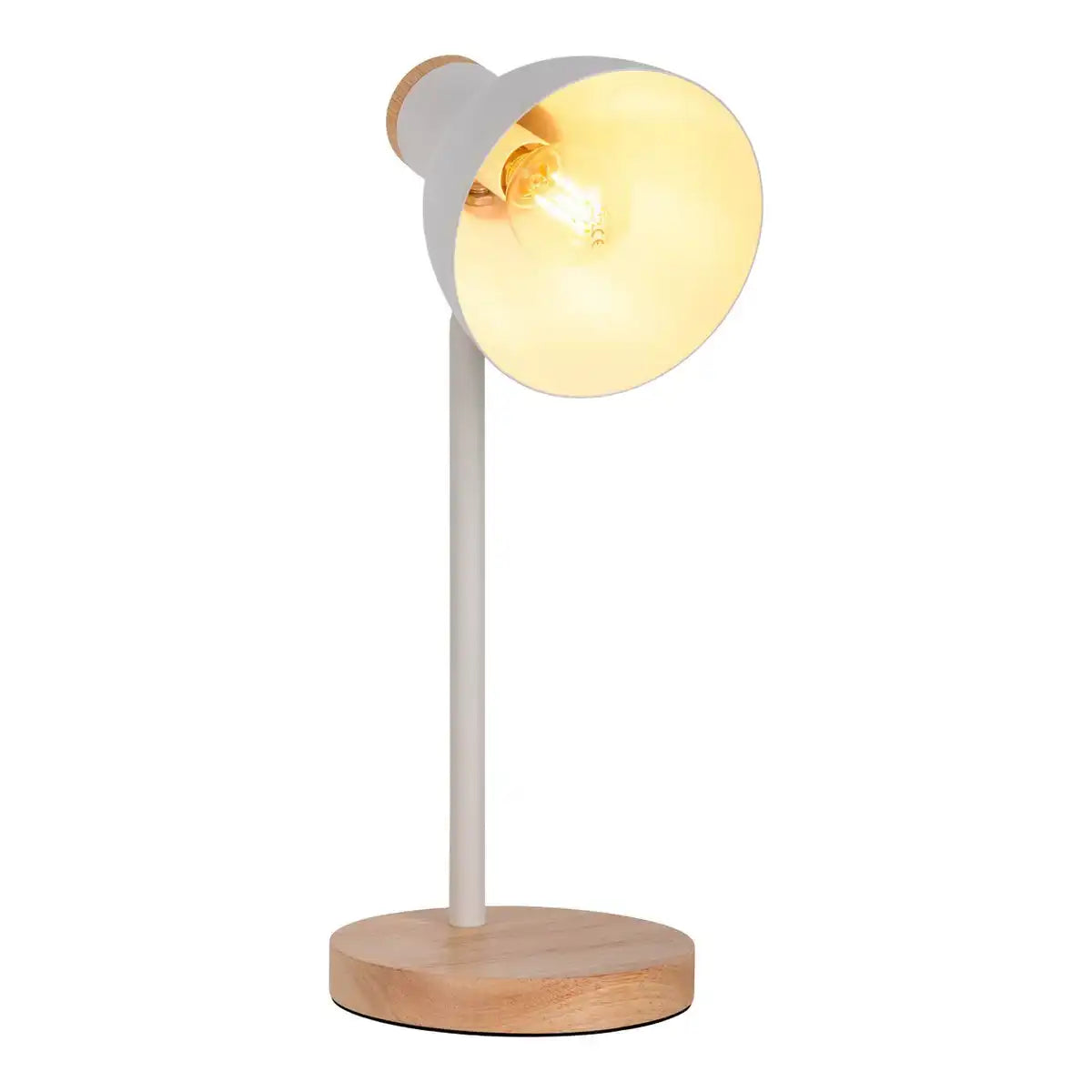 Schreibtischleuchte "MARIE" aus Metall und Holz, E14, Weiß, 36,5 cm hoch