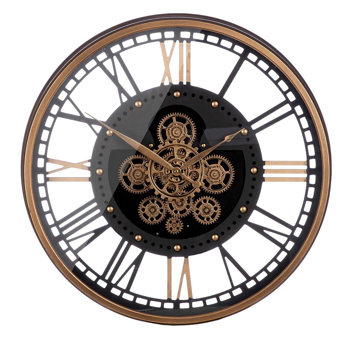 Wanduhr rund, kupferfarben, schwarz H.60 cm